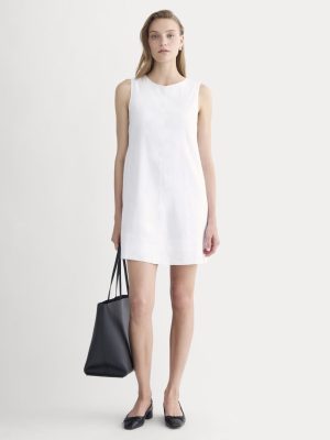 The Shift Dress in Stretch Linen | White