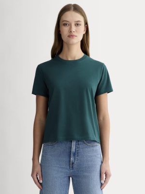 The Box-Cut Tee in Essential Cotton | Dark Sea | No Pocket