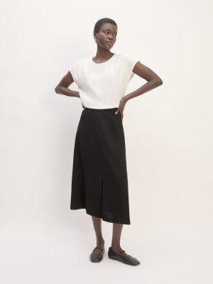 The Mini Jacquard Stripe Slip Skirt | Black