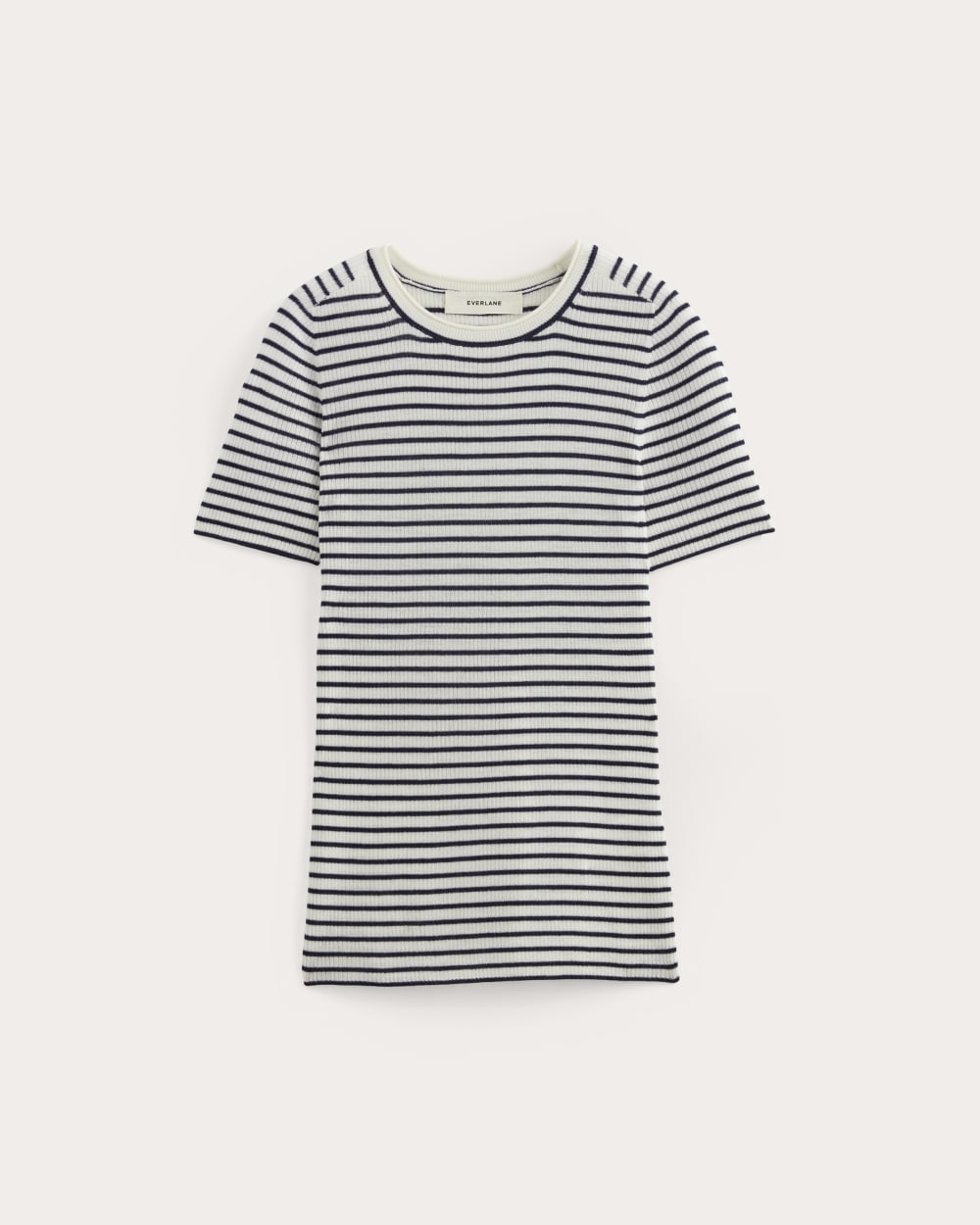 The Sweater Tee in Ultrasoft Merino | Bone / Navy - Image 2