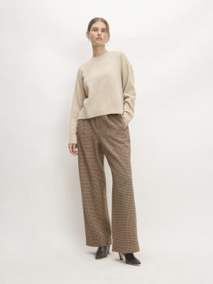 The ReWool® Way-High Drape Pant | Camel Houndstooth