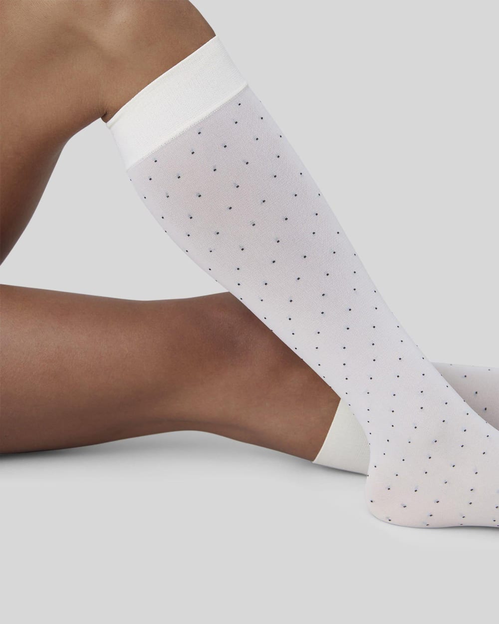 Eira Petite Dots Knee-High Socks | White - Image 4
