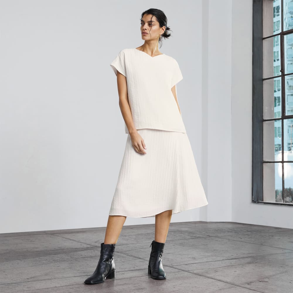 The City Stripe V-Neck Top | Bone - Image 6