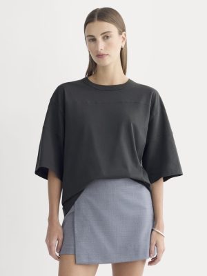 Oversized Varsity Tee in Essential Cotton | Washed Black