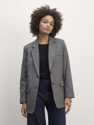 The Oversized Blazer in Wool | Gray Houndstooth