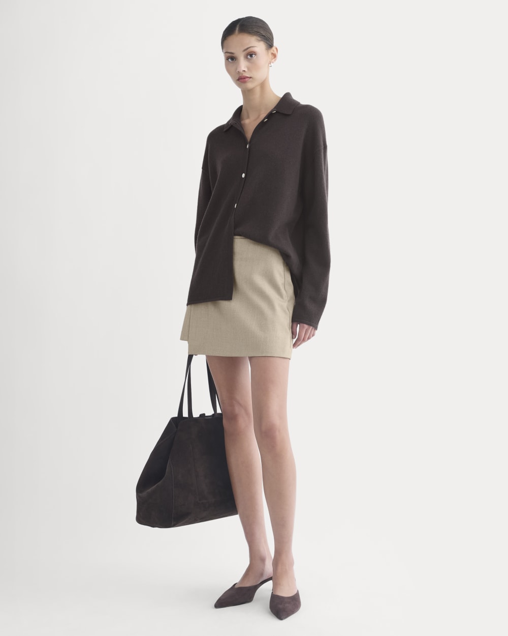Cashmere Button-Up Shirt | Dark Chocolate - Image 3