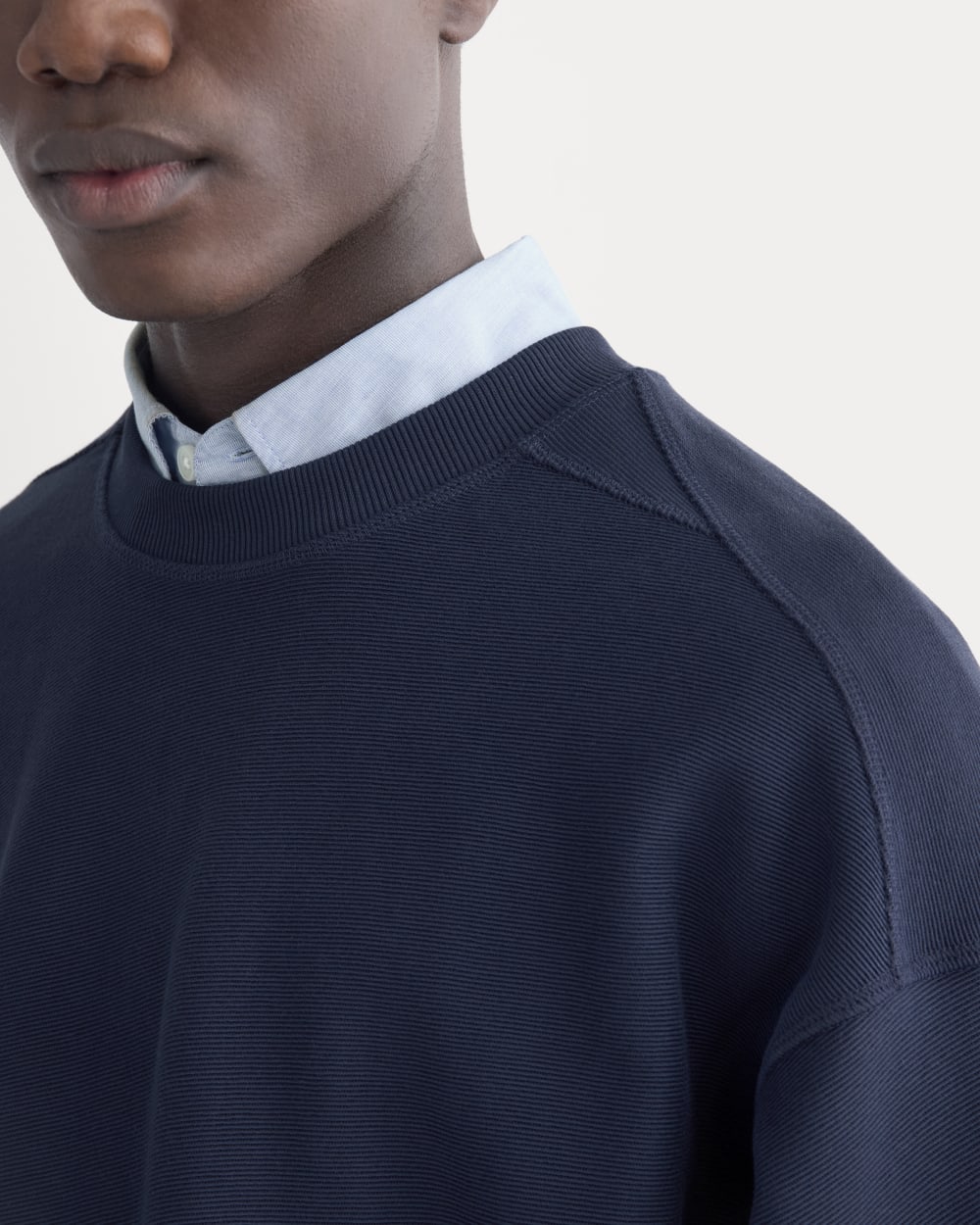 Twill Terry Jacquard Crew Sweatshirt | Navy - Image 4