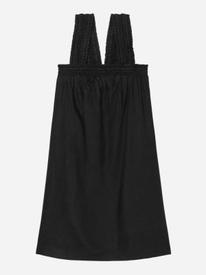The Smocked Linen Dress | Black