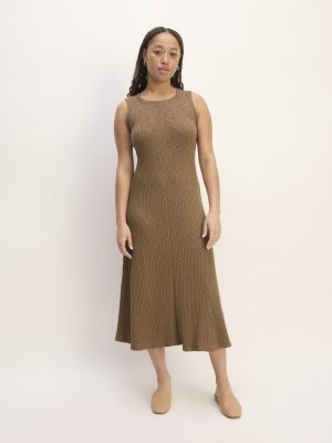 The Rib-Knit A-Line Tank Dress | Carob Brown