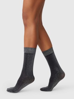 Ines Shimmery Socks | Black