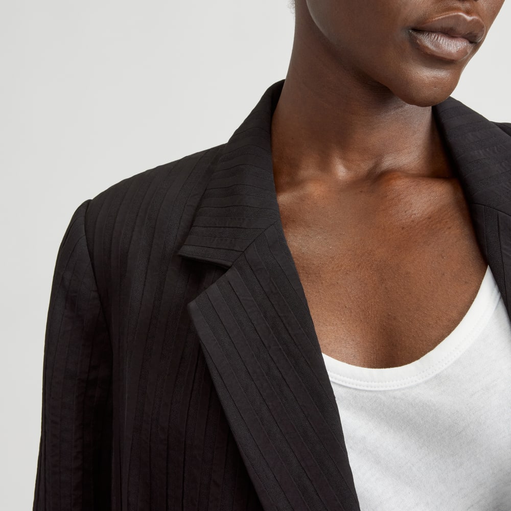 The Drapey City Stripe Blazer | Black - Image 4