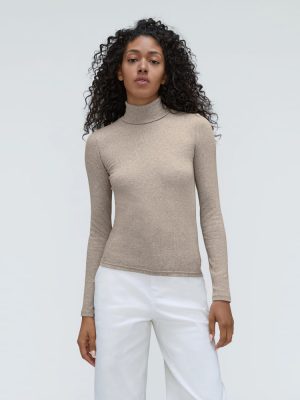 The Luxe Rib Turtleneck | Heathered Meringue
