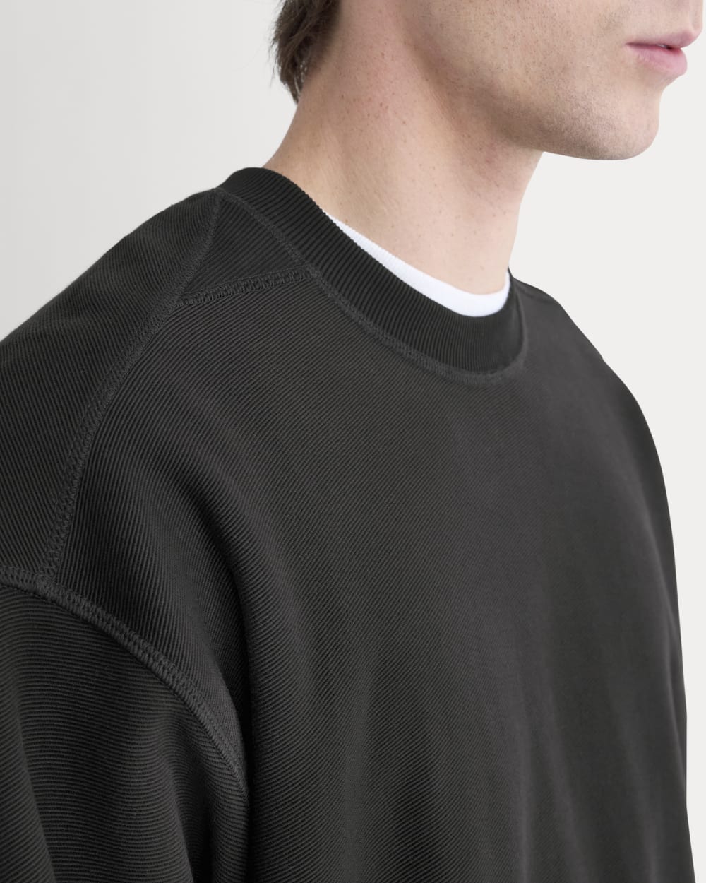 Twill Terry Jacquard Crew Sweatshirt | Black - Image 4