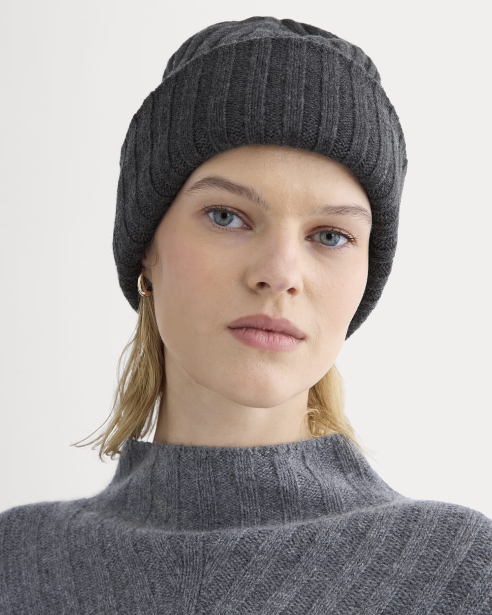 Chunky Ribbed Beanie | Heathered Soot - Image 3