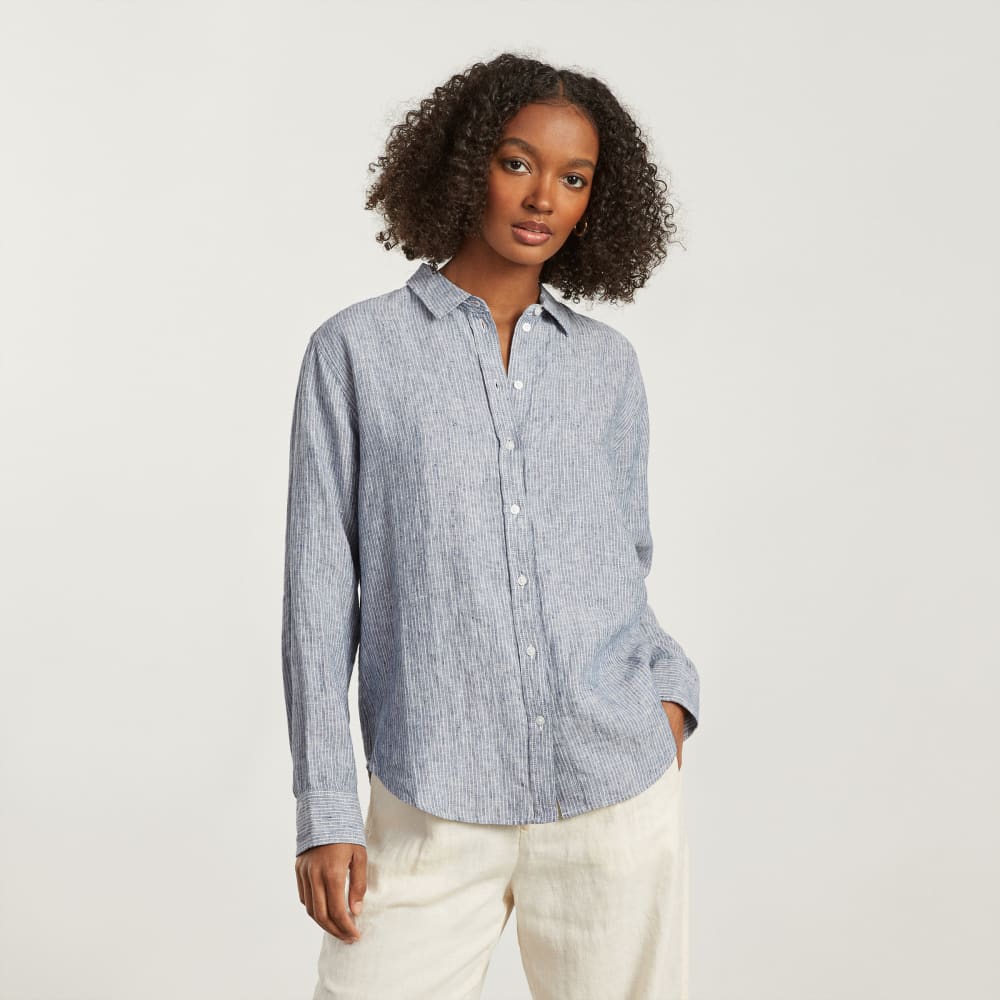 The Must-Have Shirt in Linen | Blue Pinstripe - Image 2