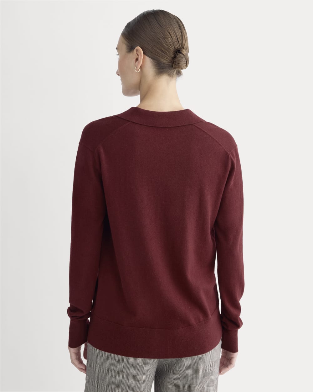Oversized Polo Sweater in Cotton Merino | Deep Red - Image 5