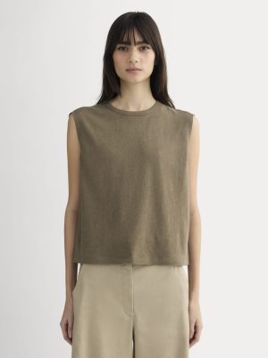 The Muscle Tee in Cotton Linen | Deep Taupe