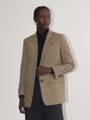 The Oversized Blazer in Wool | Camel Houndstooth