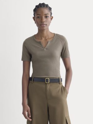 The Shimmy V-Neck Top | Taupe
