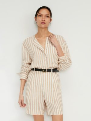 The Linen Popover Shirt | Bone / Caramel