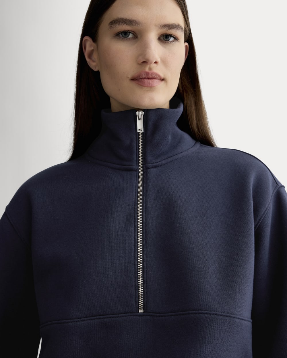Luxe Fleece Half-Zip Sweatshirt | Navy - Image 4