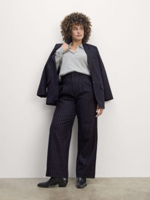 The Draper Pant in Wool | Navy / White