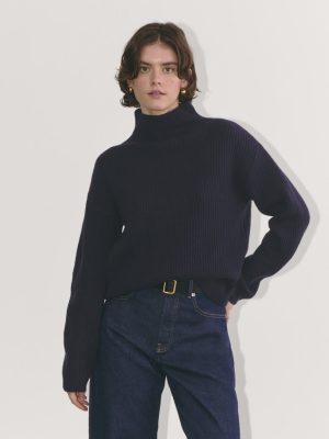 The Fisherman Turtleneck in Wool Cashmere | Navy